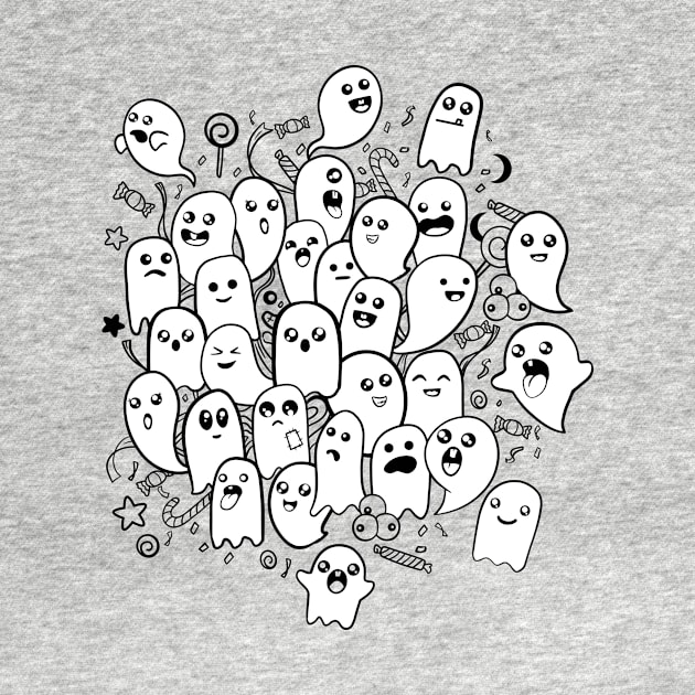 Halloween Kawaii Ghosts by emanuelacarratoni